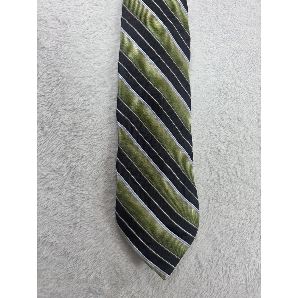 Saddlebred XL Long Silk Tie Green Black Stripe Extra Long 100% Silk Classic - Picture 2 of 10
